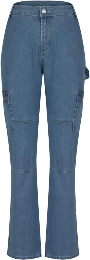 Women's High Waist Butt Lifting Jeans Boyfriend Jeans Stretch Skinny Jean Trendy Cargo Jeans Pants Multiple Pockets
