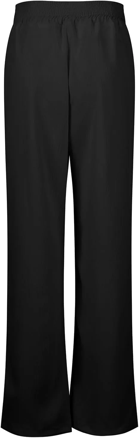 Womens Linen Pants Flowy Crossover Wide Leg Pants Palazzo Pants with Pockets High Waisted Summer Beach Pants 2024