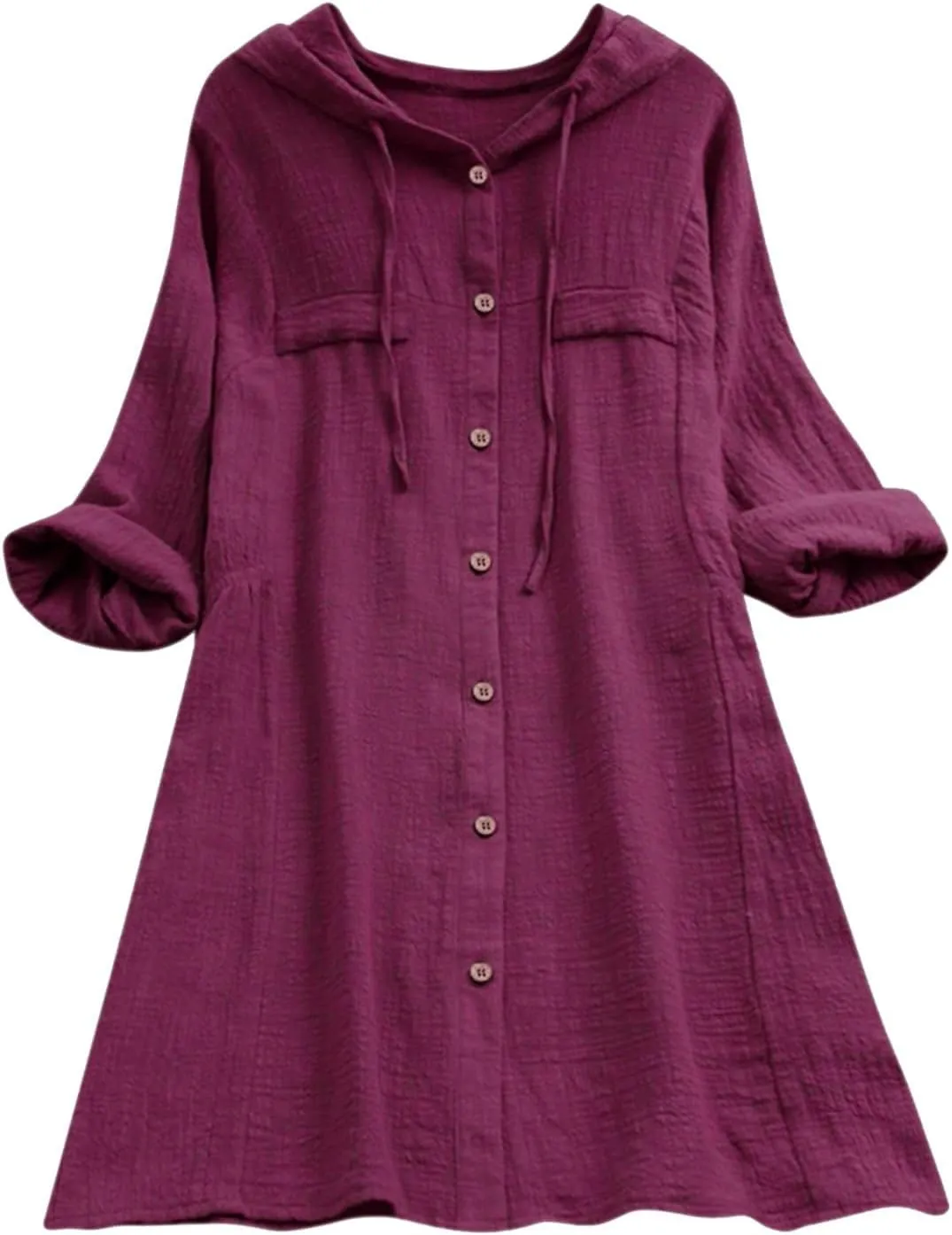 Womens Linen Shirts V Neck Button Blouses Boho Beach Tee Tops Short Sleeve Loose Tunic Tops
