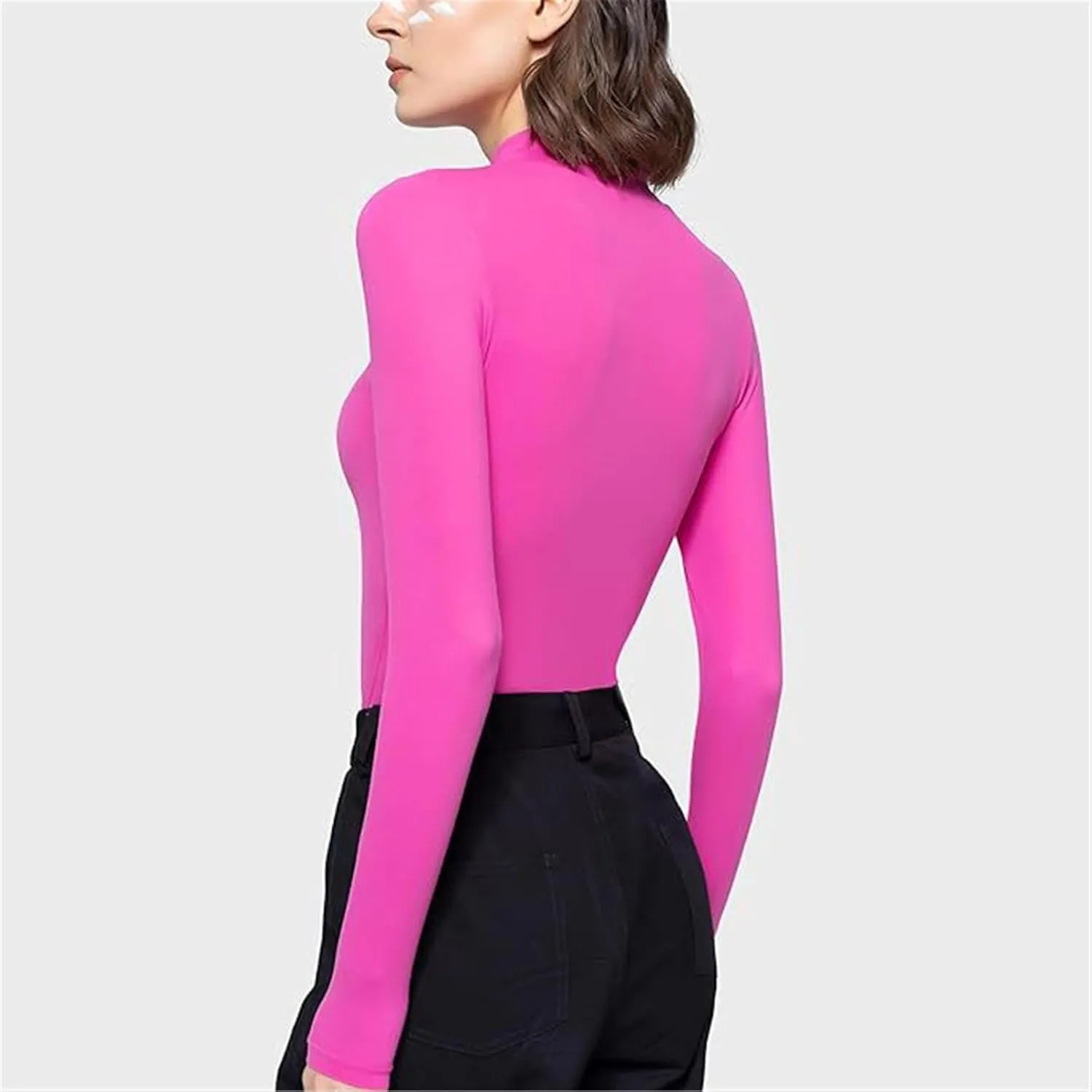 Women's Mock Turtleneck Long Sleeve Top Pullover Basic Slim Fitted Lightweight Undershirts Thermal Underwear Top