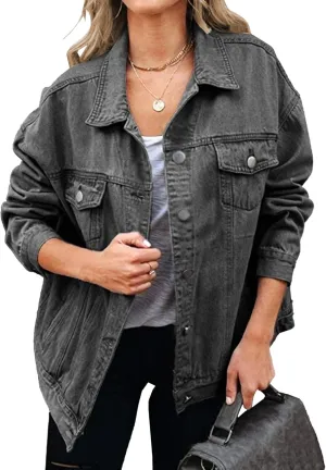Women's Oversized Denim Jacket Long Denim Jacket Women Jackets for Women Casual