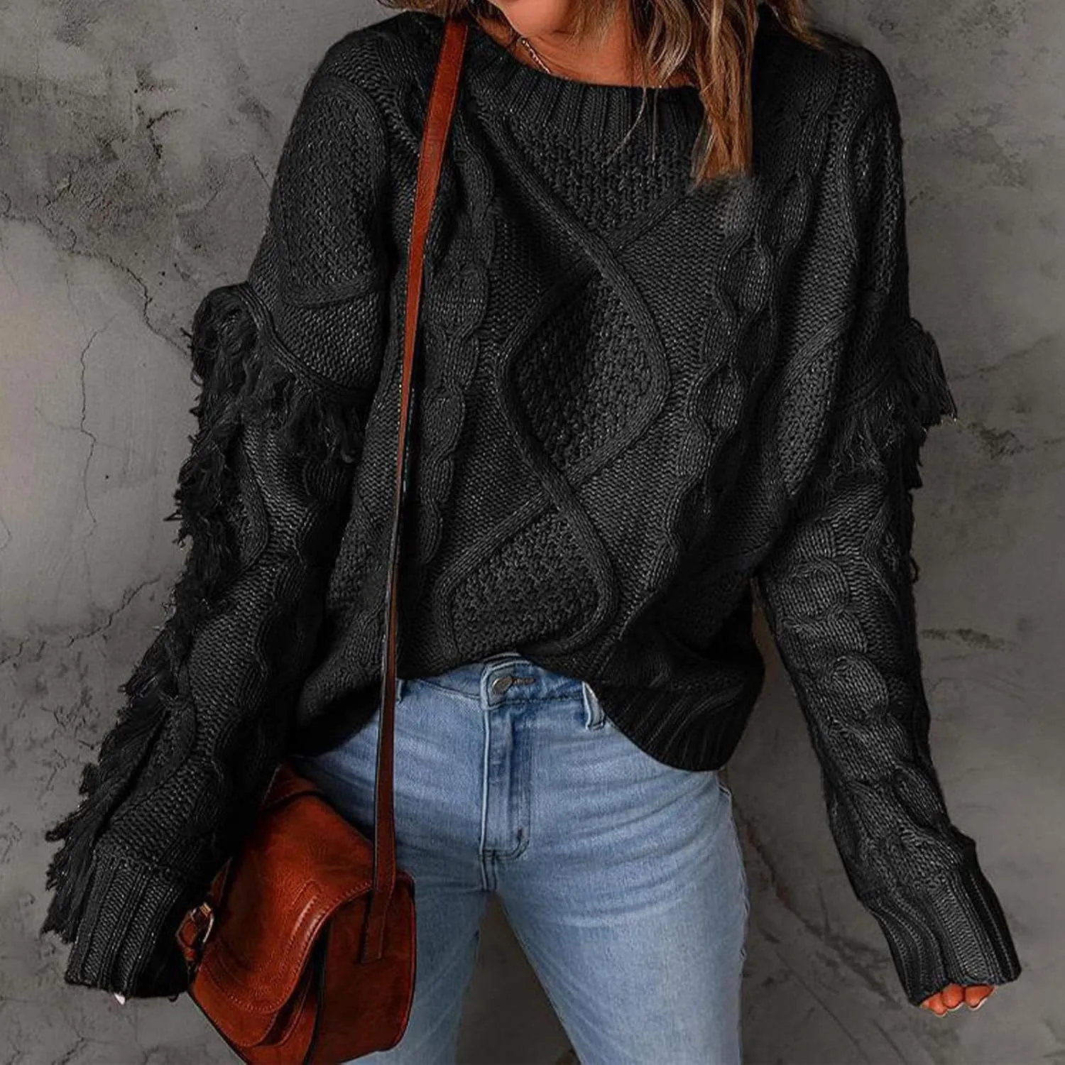 Womens Oversized Fuzzy Knit Sweater Mock Neck Comfy Loose Knitted Pullover Tops Warm Fleece Jumper Tops