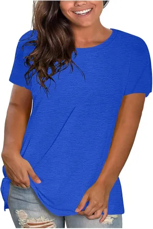 Womens Oversized Tops Hide Belly T Shirts Tops Crew Neck Short Sleeve Shirts Casaul Loose Basic Blouses