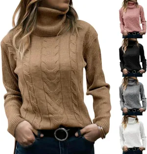 Womens Oversized Turtleneck Pullover Sweater Casual Cable Knit Long Sleeve Pullover Tops Cozy Baggy Knit Sweater Tops