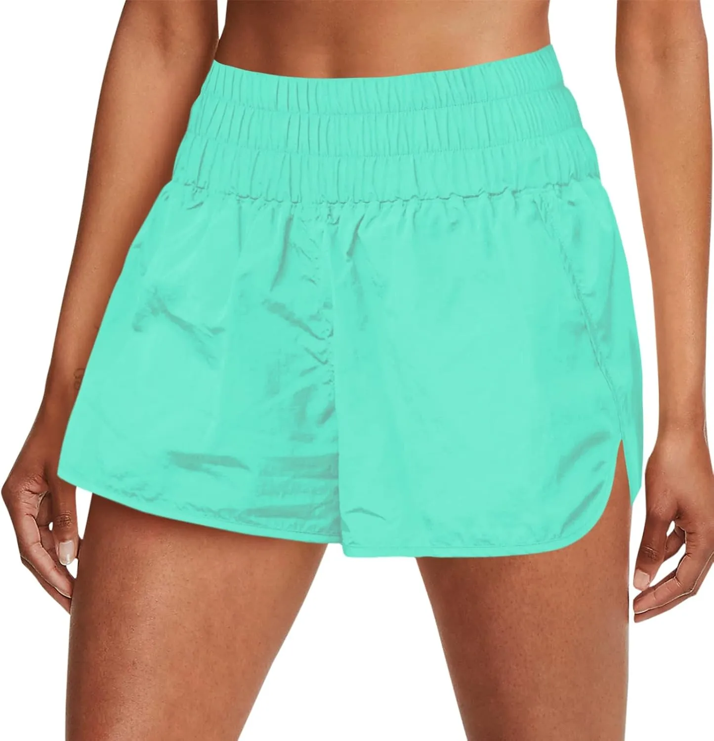 Women's Running Shorts Quick Dry Gym Workout Shorts Elastic High Waisted Athletic Pocket Shorts No Liner