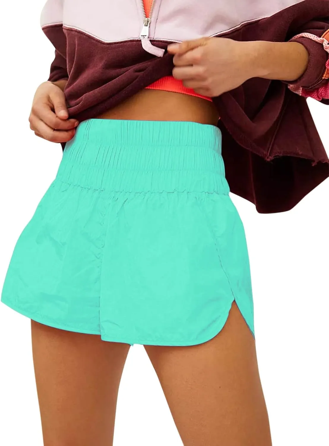 Women's Running Shorts Quick Dry Gym Workout Shorts Elastic High Waisted Athletic Pocket Shorts No Liner