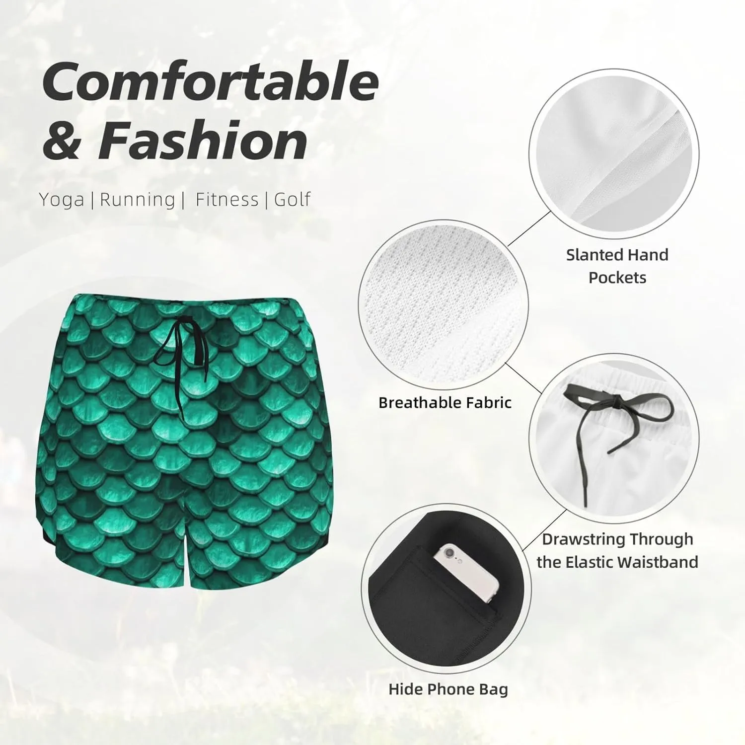Women's Running Shorts with Liner Pockets, Workout Yoga Shorts High Waisted Athletic Biker Shorts
