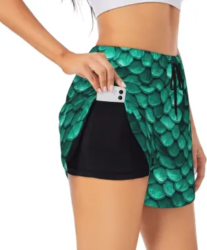 Women's Running Shorts with Liner Pockets, Workout Yoga Shorts High Waisted Athletic Biker Shorts