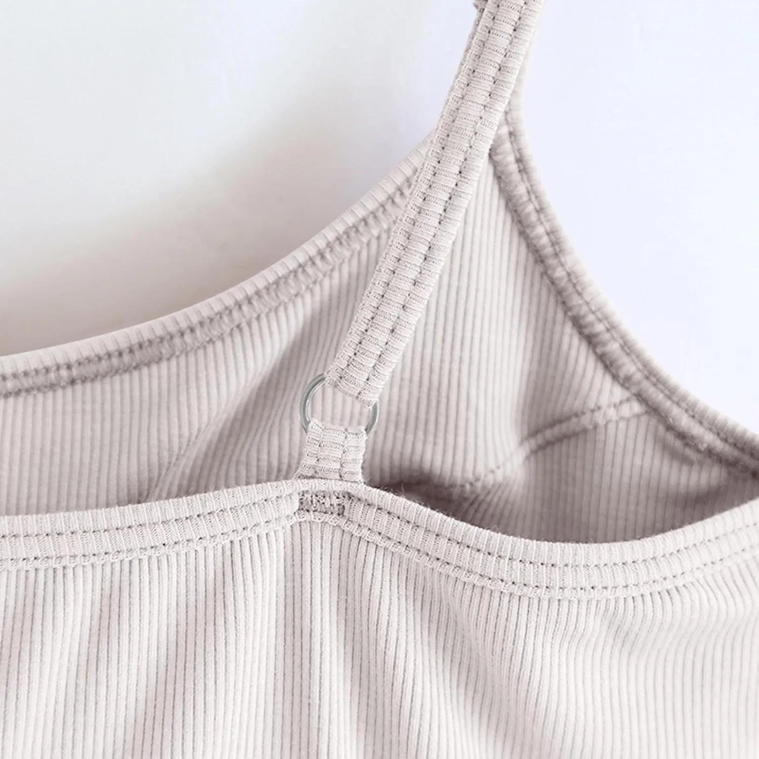 Womens Short Camisole with Built in Bra Modal Crop Tops Adjustable Spaghetti Strap Tank Tops