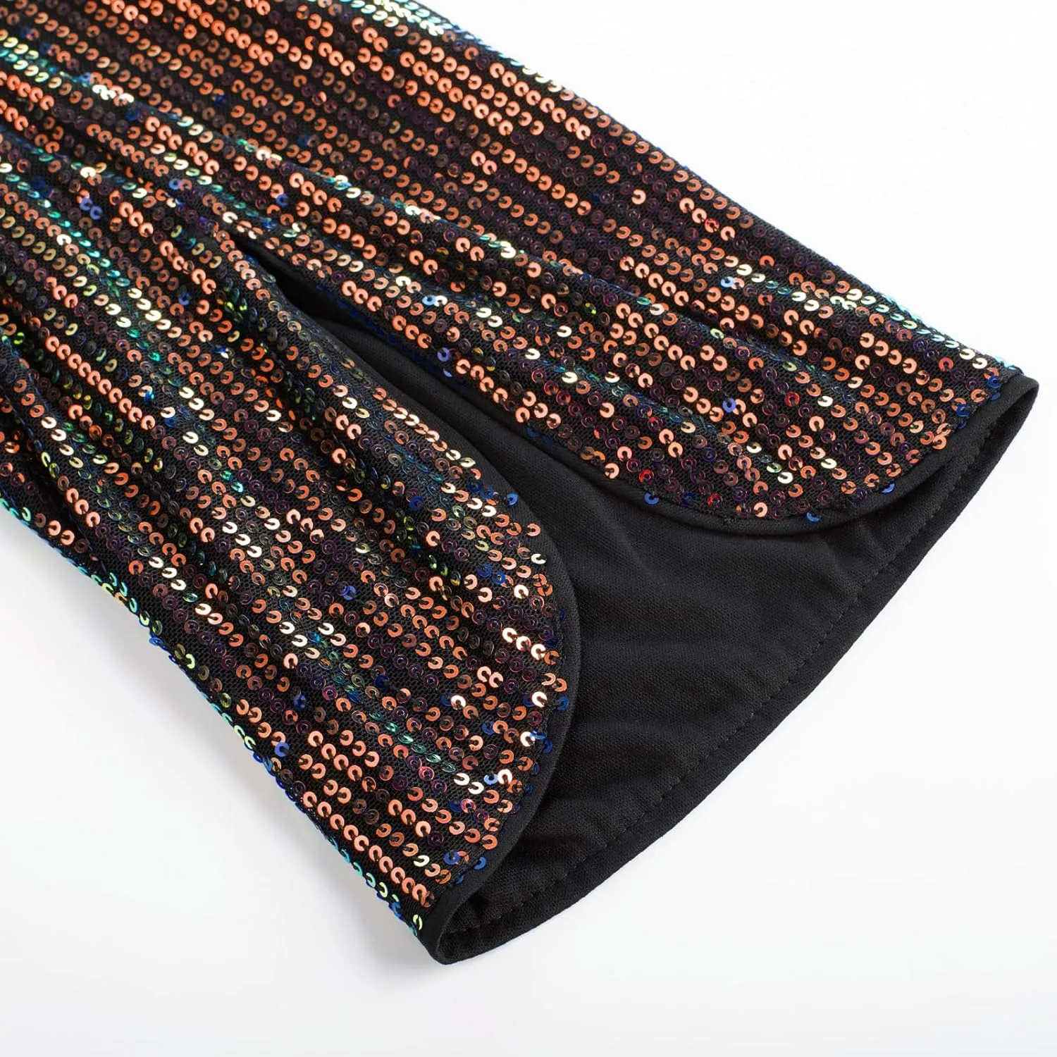 Women's Sparkle Sequin Party Blouse Tops Shimmer Glitter 3/4 Slit Sleeve Dressy Tops