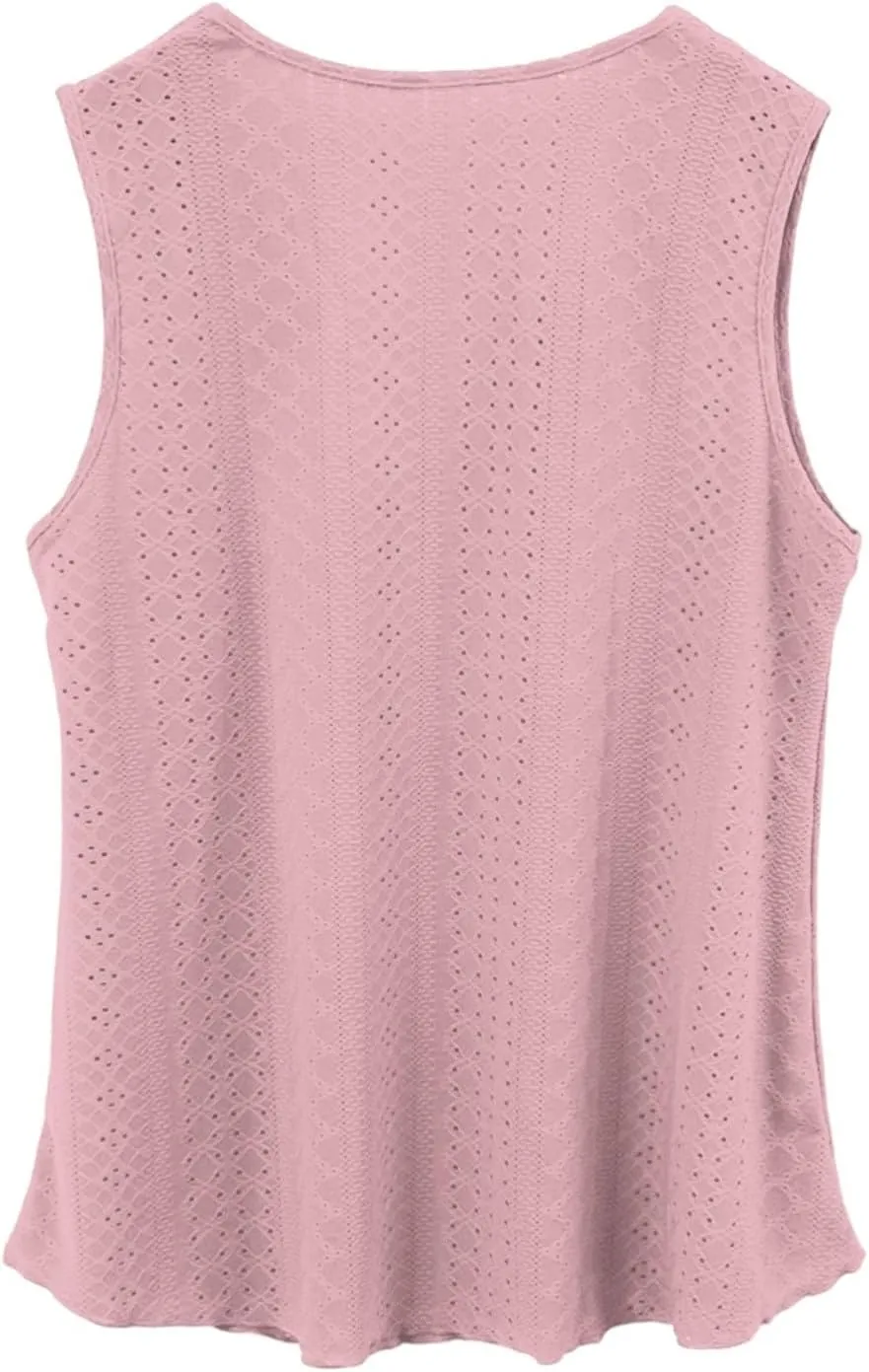 Womens Summer Tops V Neck Sleeveless Textured Tank Tops Dressy 2025 Cute Basic Blouses Shirts