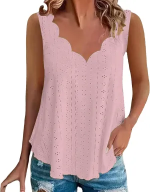 Womens Summer Tops V Neck Sleeveless Textured Tank Tops Dressy 2025 Cute Basic Blouses Shirts