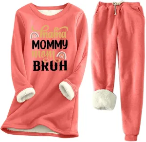 Women's Sweatsuit Outfits Warm Fleece Lined Sweatshirts Jogger Pant Comfy Crewneck Hoodie Sweatsuit Pjs Sleepwear