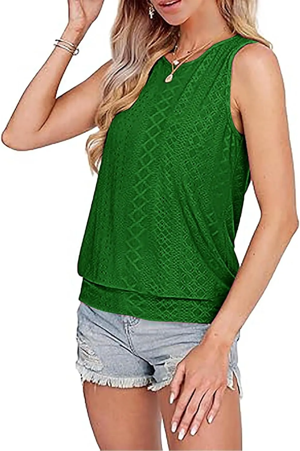 Womens Tank Tops Loose Fit Casual Round Neck Sleeveless Summer Dressy Tops 2025 Trendy Vacation Clothes