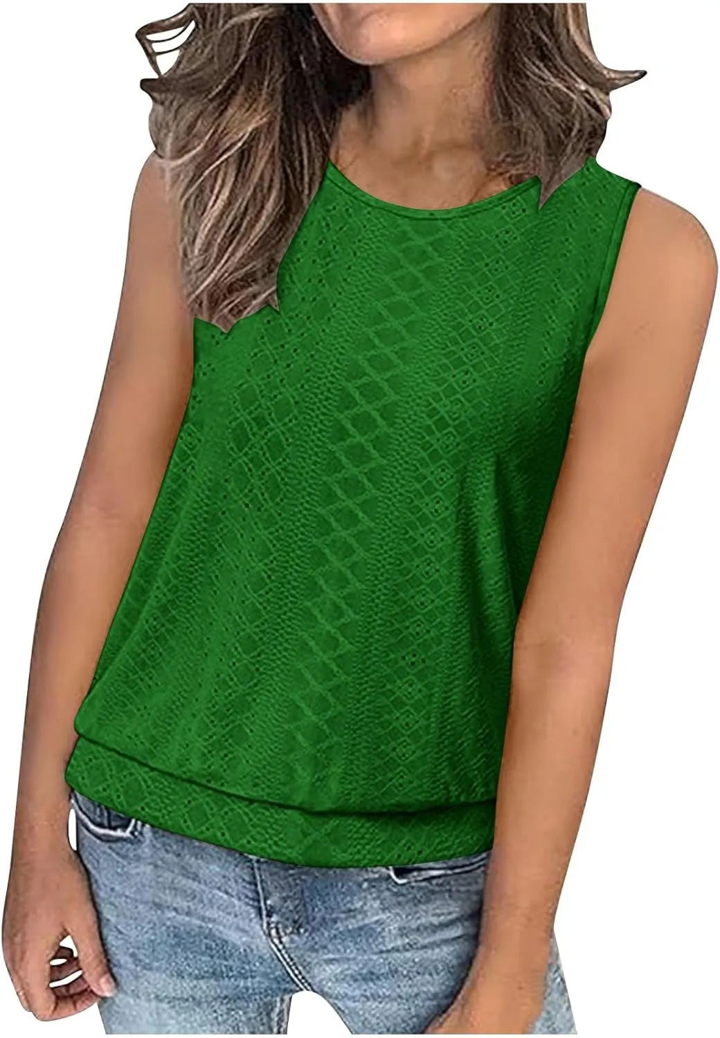 Womens Tank Tops Loose Fit Casual Round Neck Sleeveless Summer Dressy Tops 2025 Trendy Vacation Clothes