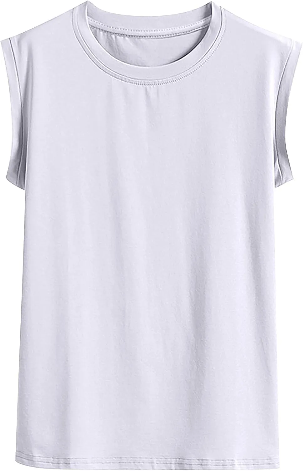 Womens Tank Tops Summer 2025 Casual Soft Comfy Plus Size Vests Round Neck Sleeveless Solid Color Loose T-Shirts