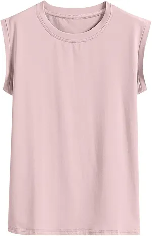 Womens Tank Tops Summer 2025 Casual Soft Comfy Plus Size Vests Round Neck Sleeveless Solid Color Loose T-Shirts