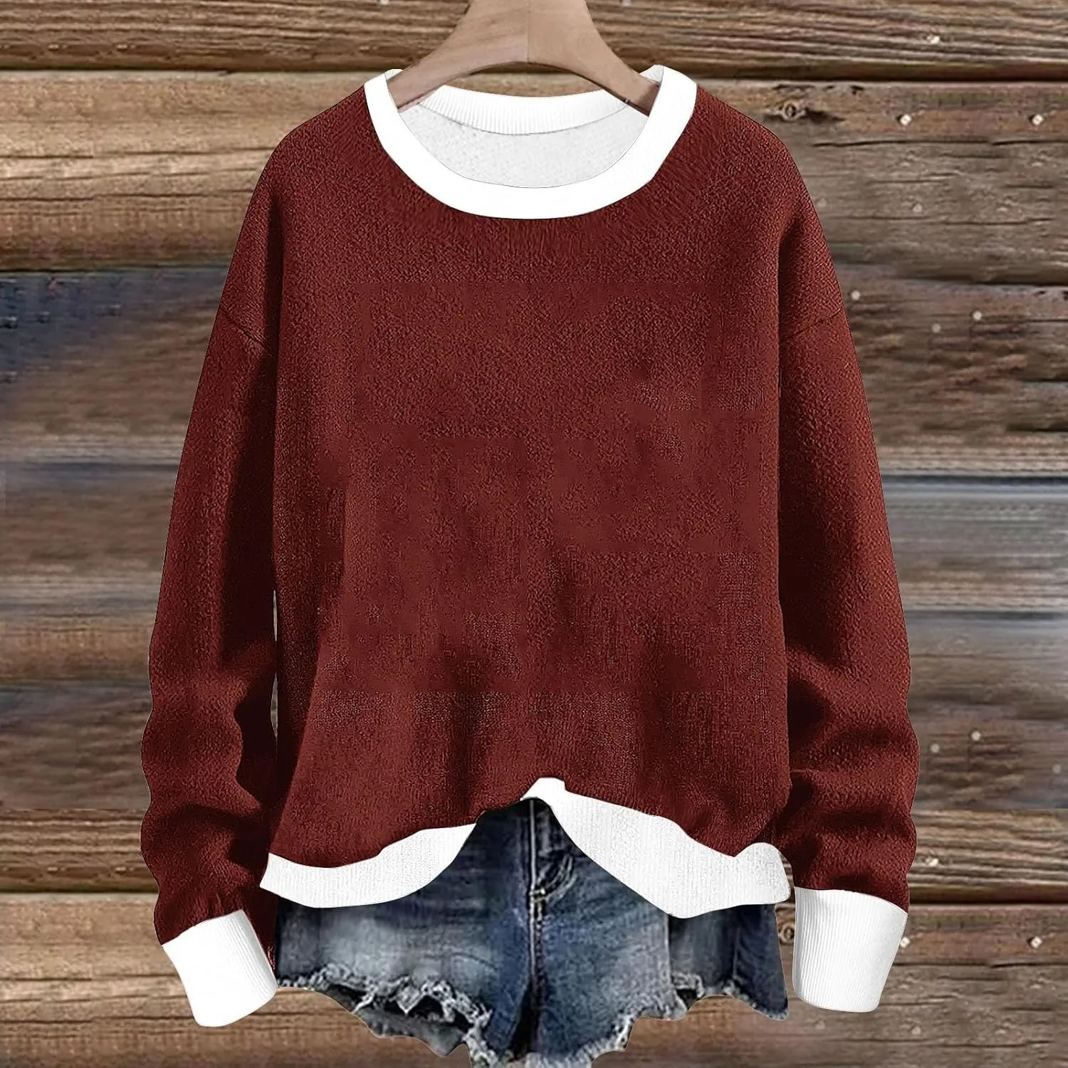 Womens Vintage Basic Oversized Crewneck Long Sleeve Tunic Sweatshirts Pullover Tops Fleece Casual Shirts Tops 2024
