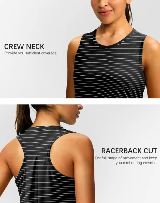 Women's Workout Tops Racerback Athletic Tank Tops Sleeveless Loose Fit Yoga Running Gym Shirts for Women