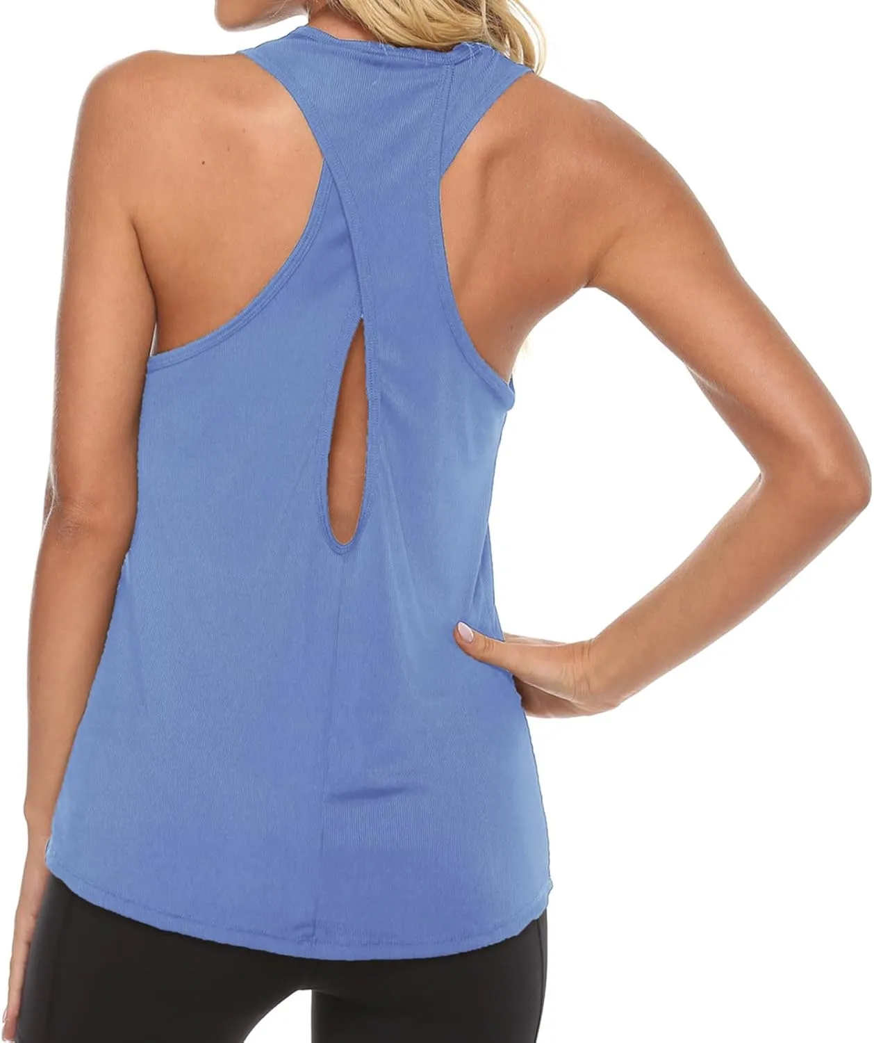 Womens Workout Tops Racerback Running Yoga Tank Tops Scoop Neck Exercise Athletic Shirts Sleeveless Gym Clothes