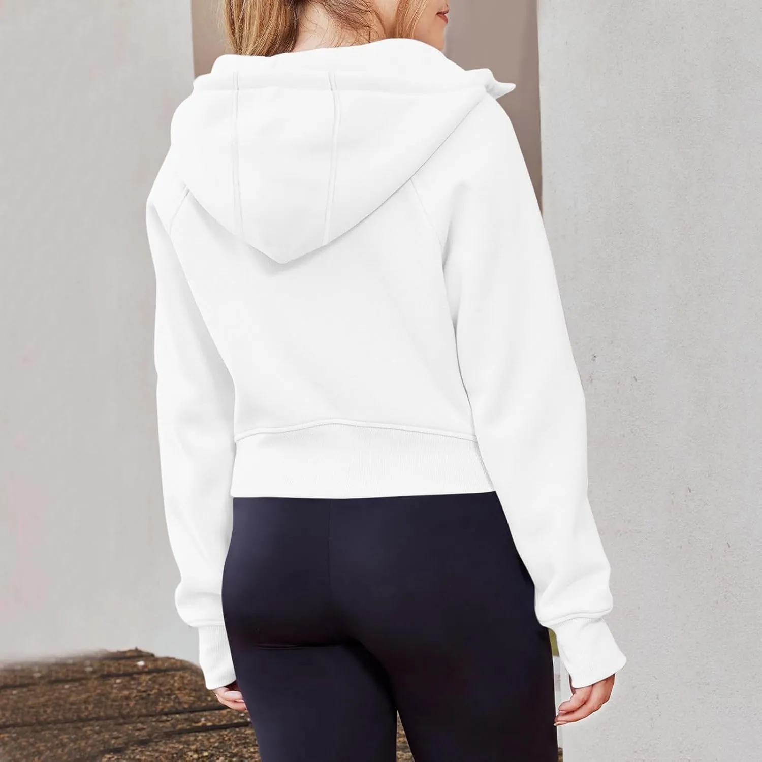 Womens Zip Up Hoodies Cropped Sweatshirts Fleece Jacket Fall Outfits Casual Hooded Y2k Top Winter Clothes 2024