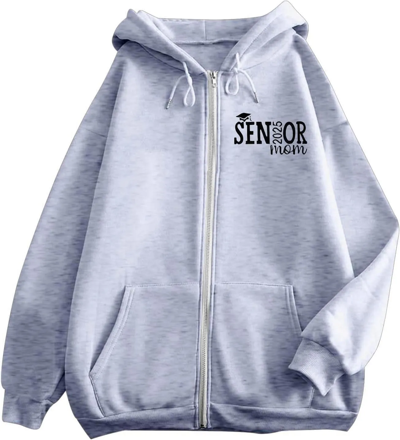 Womens Zip Up Hoodies Fashion Oversized Long Sleeve Drop Shoulder Hooded Jackets Fall Back Funny Letter Print Coats