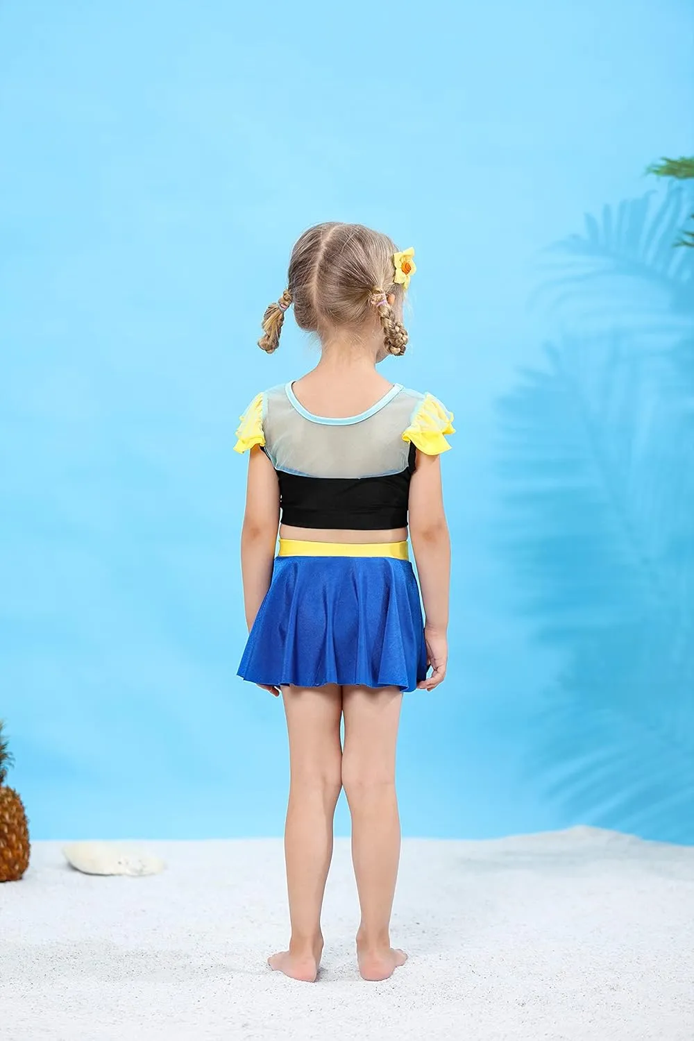 WonderBabe Girls Princess Two Piece Swimsuit Kids Bathing Suits Ruffles Fancy Swimwear Surf Beach Summer Swimming Tankini Set