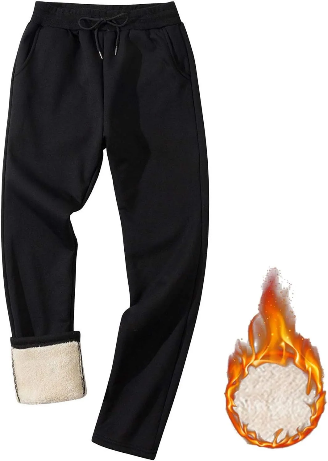 Xiaojmake Mens Fleece Pants Winter Warm Sherpa Lined Athletic Jogger Home Pants with Pockets Heavyweight Thermal Lounge Pant