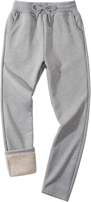 Xiaojmake Mens Fleece Pants Winter Warm Sherpa Lined Athletic Jogger Home Pants with Pockets Heavyweight Thermal Lounge Pant