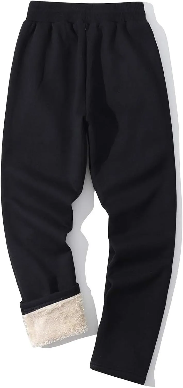 Xiaojmake Mens Fleece Pants Winter Warm Sherpa Lined Athletic Jogger Home Pants with Pockets Heavyweight Thermal Lounge Pant