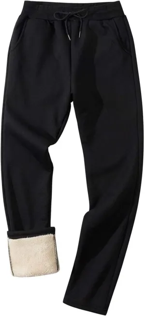 Xiaojmake Mens Fleece Pants Winter Warm Sherpa Lined Athletic Jogger Home Pants with Pockets Heavyweight Thermal Lounge Pant