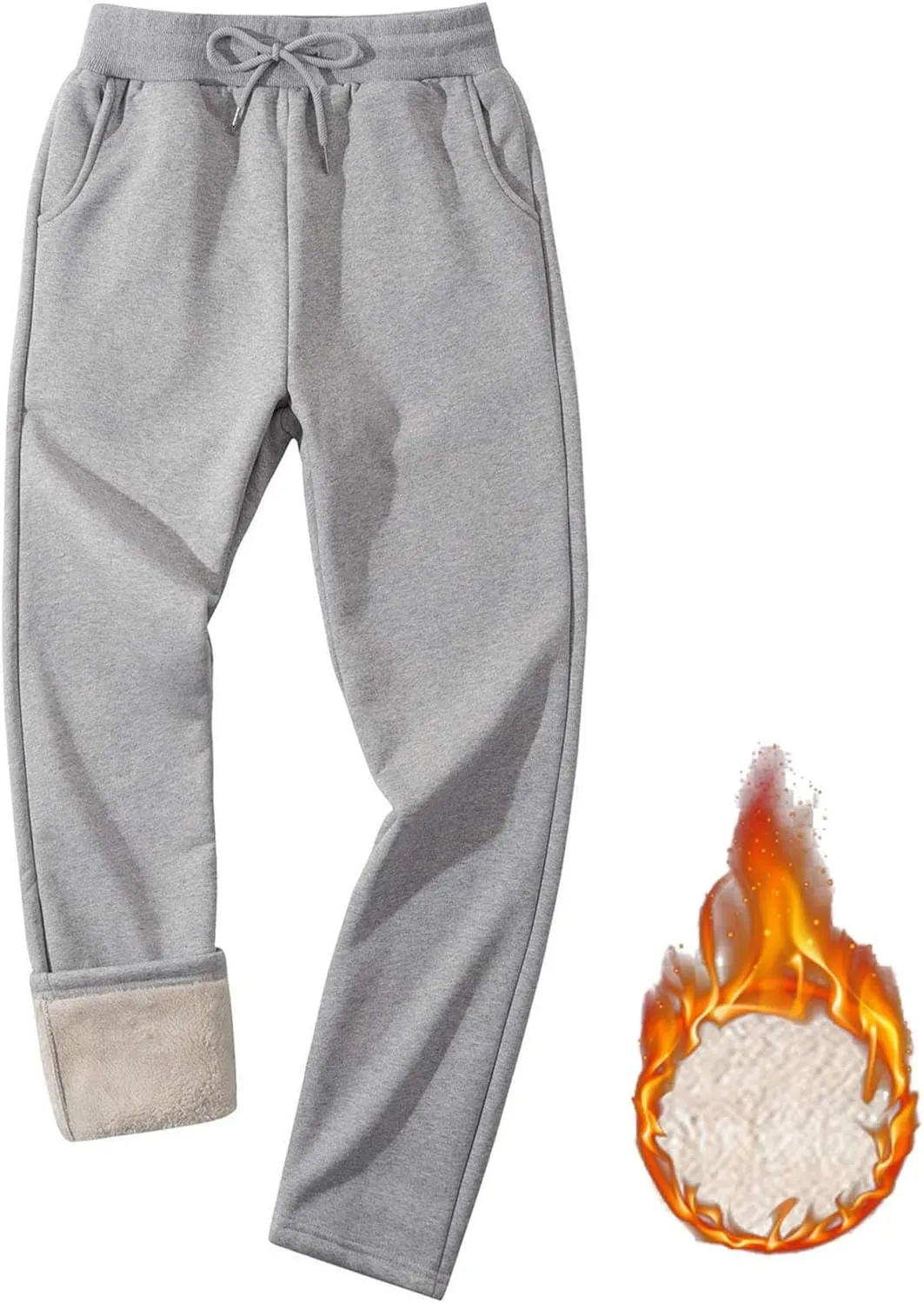Xiaojmake Mens Fleece Pants Winter Warm Sherpa Lined Athletic Jogger Home Pants with Pockets Heavyweight Thermal Lounge Pant