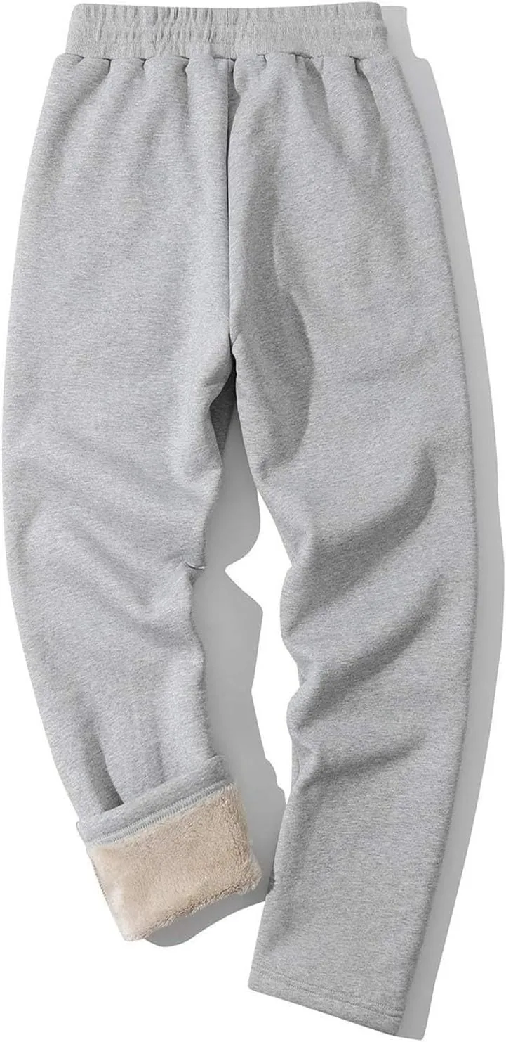Xiaojmake Mens Fleece Pants Winter Warm Sherpa Lined Athletic Jogger Home Pants with Pockets Heavyweight Thermal Lounge Pant