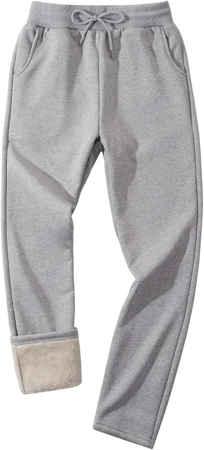 Xiaojmake Mens Fleece Pants Winter Warm Sherpa Lined Athletic Jogger Home Pants with Pockets Heavyweight Thermal Lounge Pant