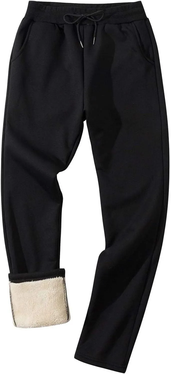Xiaojmake Mens Fleece Pants Winter Warm Sherpa Lined Athletic Jogger Home Pants with Pockets Heavyweight Thermal Lounge Pant