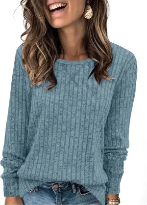 XIEERDUO Long Sleeve Shirts for Women Tunic Tops Casual Fall Tops Lightweight Sweaters 2024