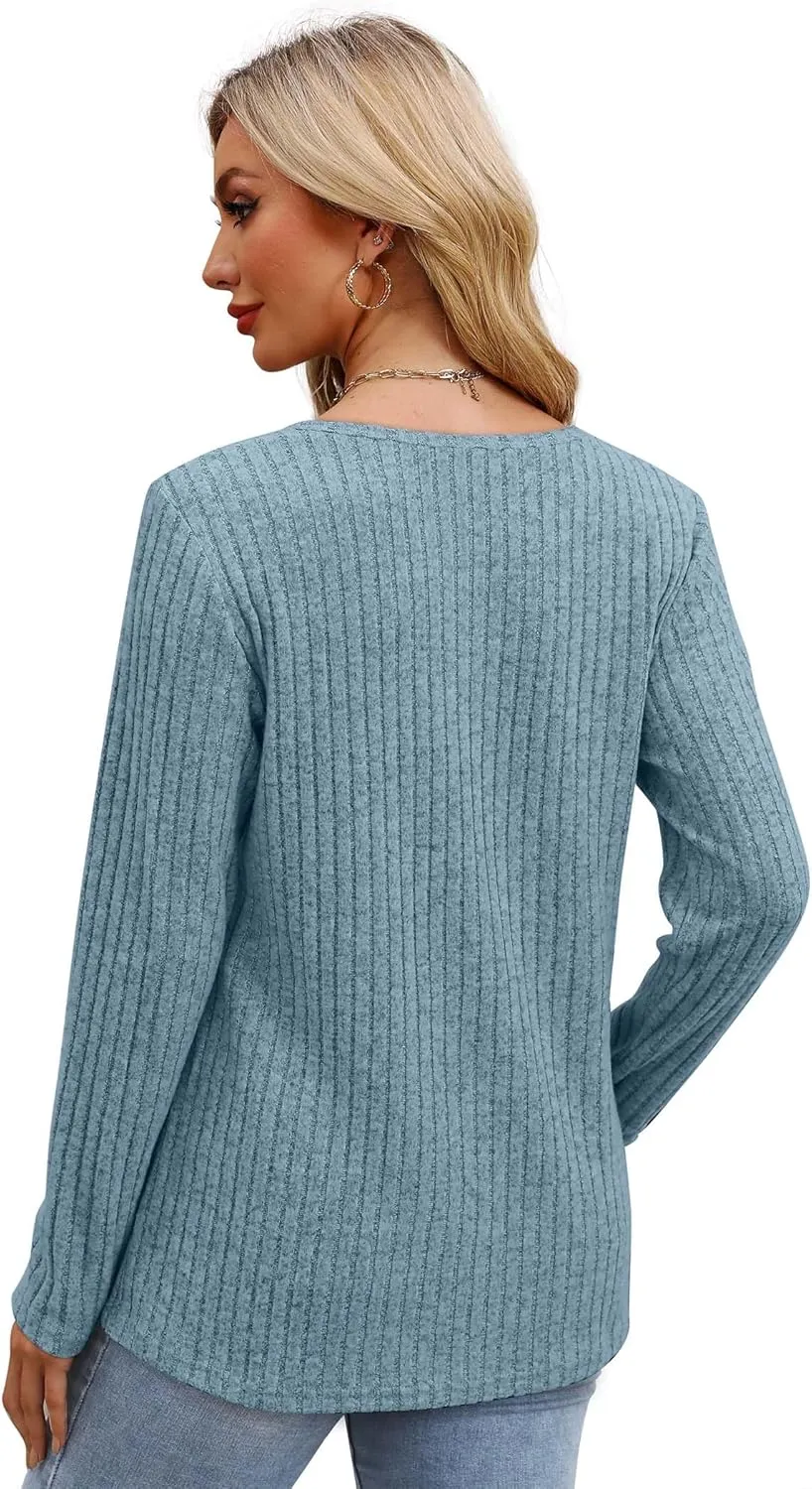 XIEERDUO Long Sleeve Shirts for Women Tunic Tops Casual Fall Tops Lightweight Sweaters 2024