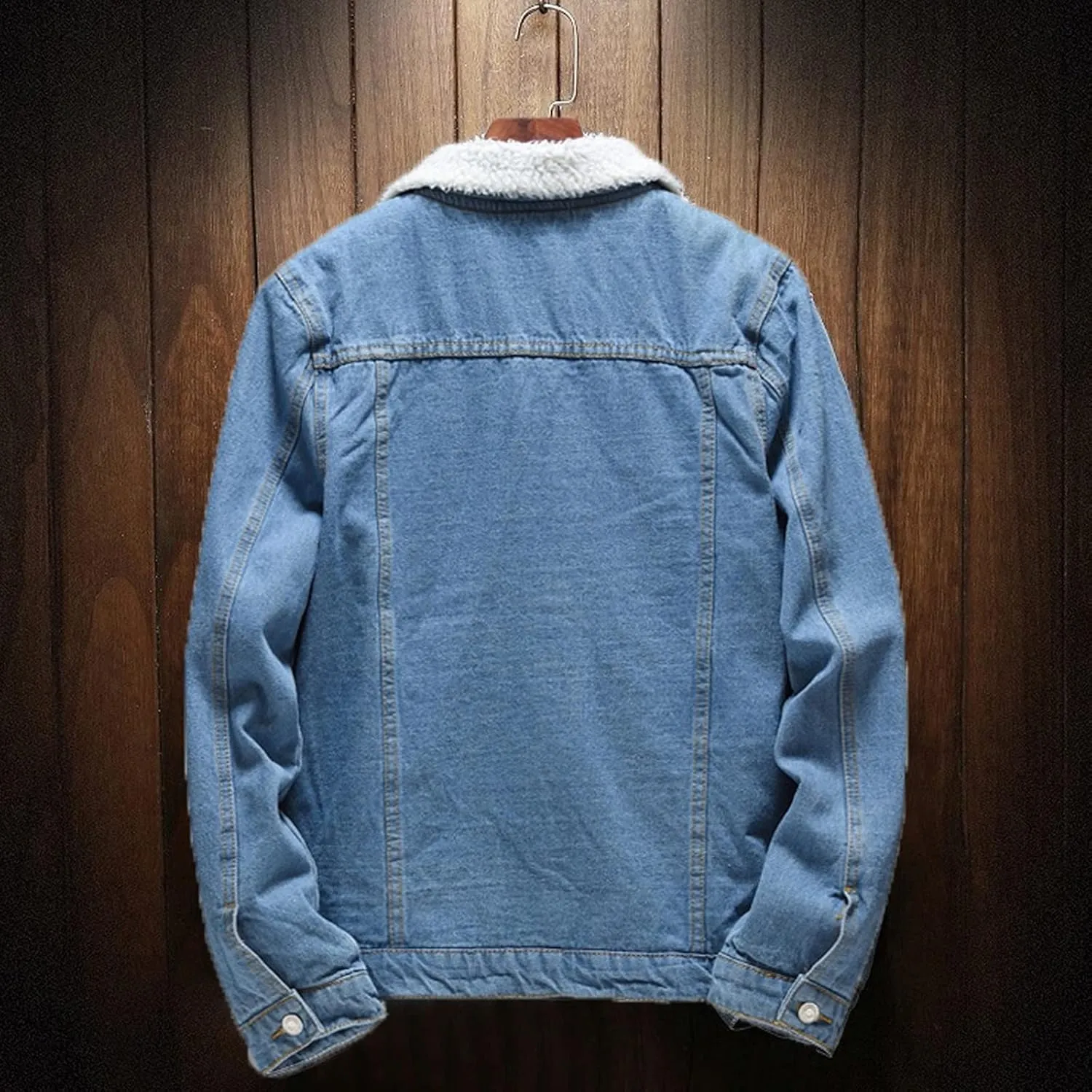 XUNRYAN Teen Boys Winter Warm Denim Coats Fleece Sherpa Jackets Casual Button Down Shacket Jacket Outerwear Xmas Gifts