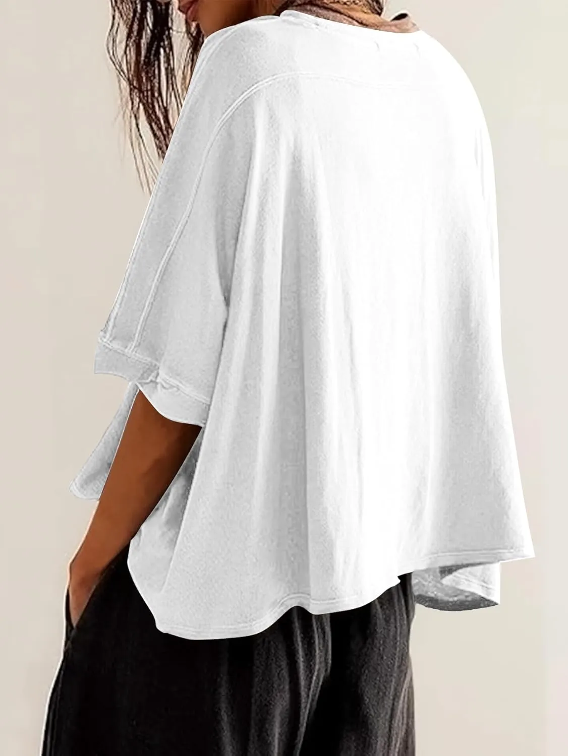 YKR Summer Tops Womens Crop Tops Oversized T Shirts Loose Fit Casual Tee Trendy Shirts 2025