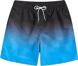 ZEFOTIM Men Swim Shorts Drawstring Quick Dry Gradient Color Trunk Board Surf Swim Suit with Pockets