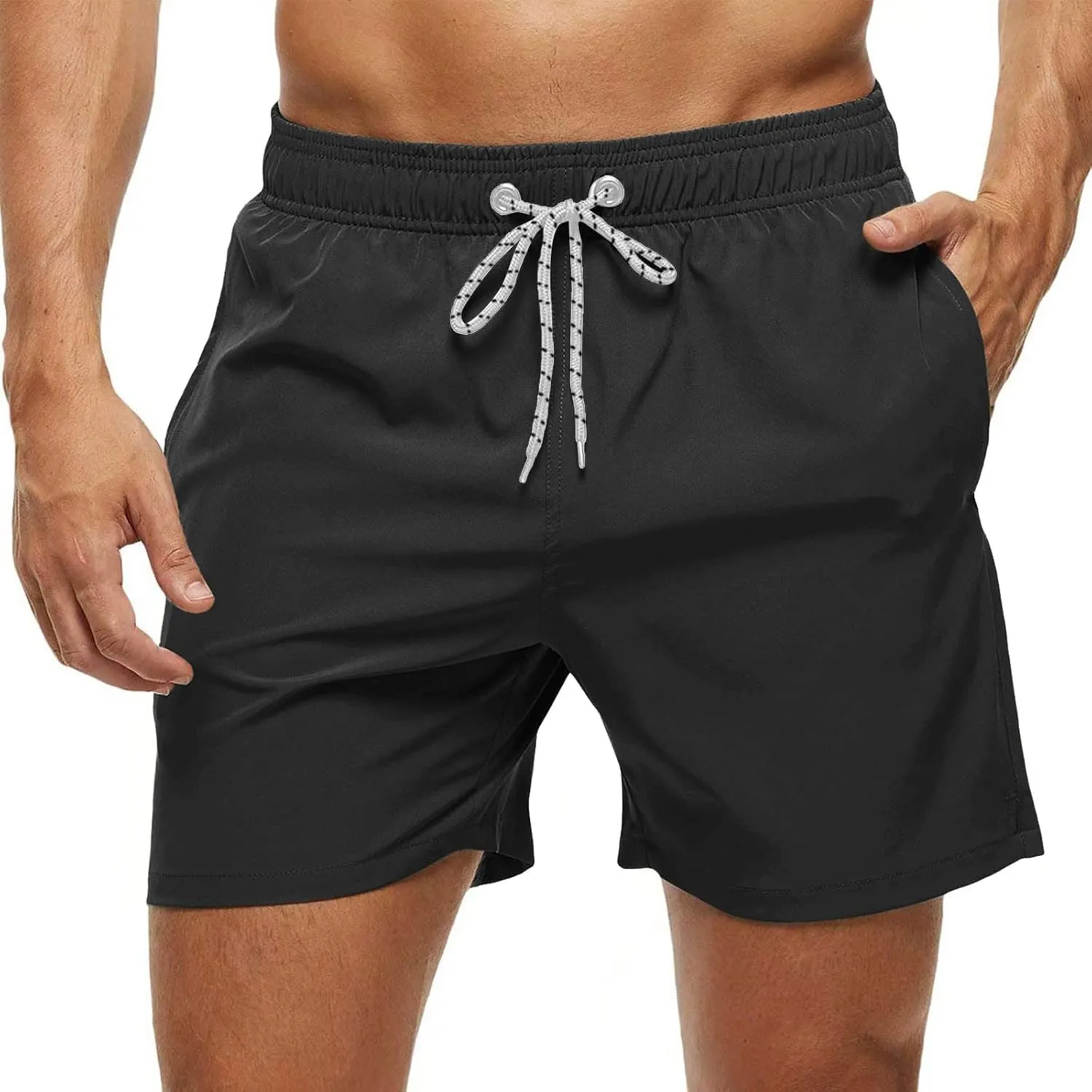 ZEFOTIM Men Swim Shorts Drawstring Quick Dry Solid Color Trunks Fashions Big and Tall Swim Suit with Pockets