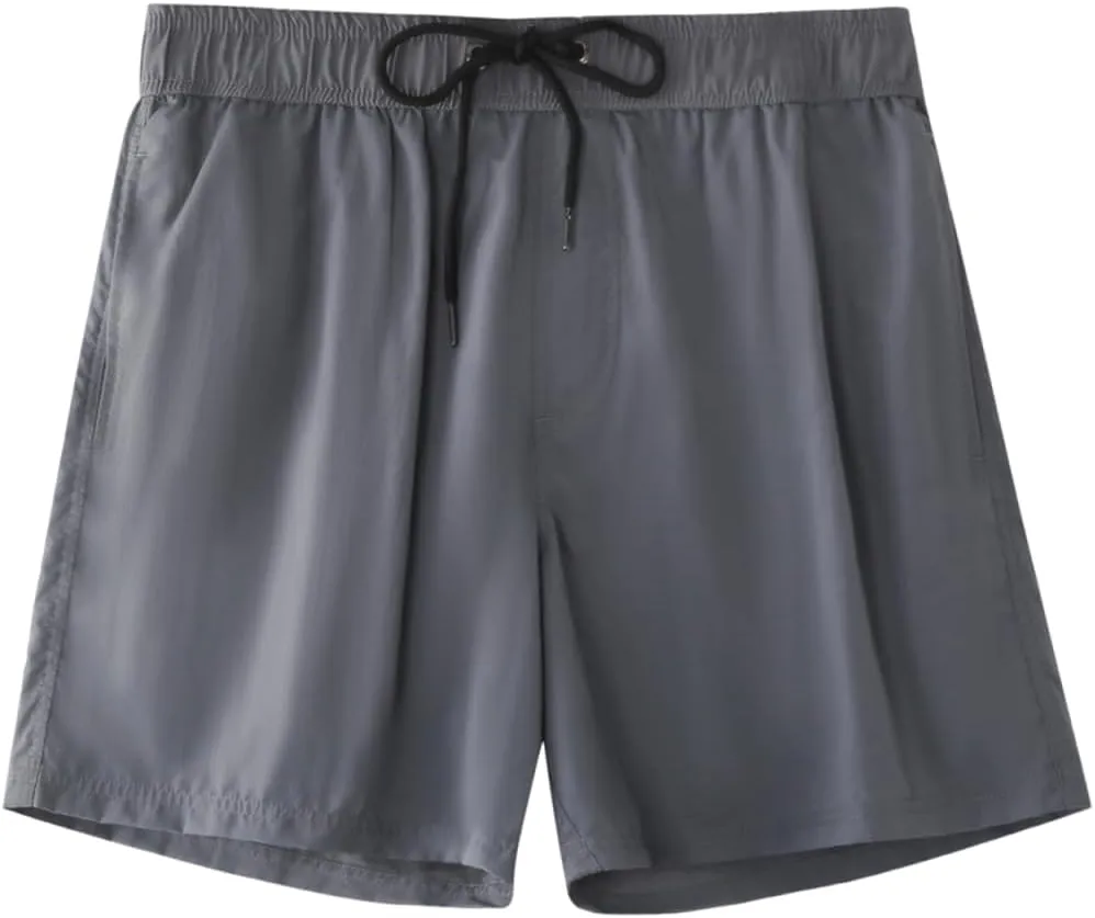 ZEFOTIM Men Swim Shorts Drawstring Quick Dry Solid Color Trunks Fashions Fun Swimsuits with Pockets