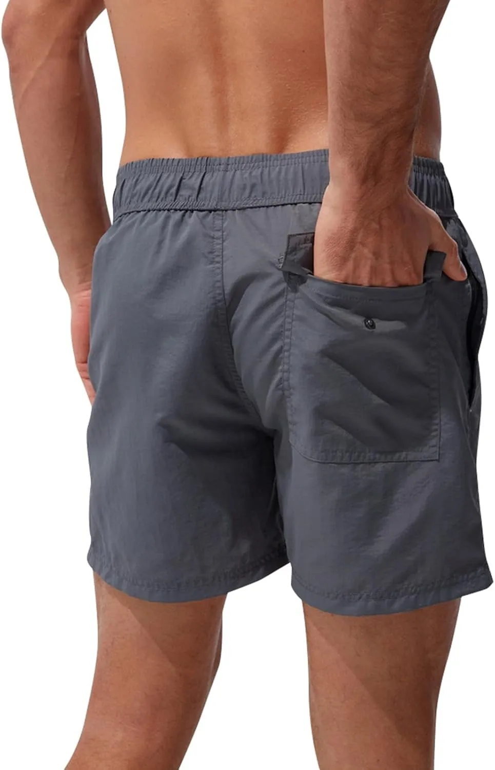 ZEFOTIM Men Swim Shorts Drawstring Quick Dry Solid Color Trunks Fashions Fun Swimsuits with Pockets