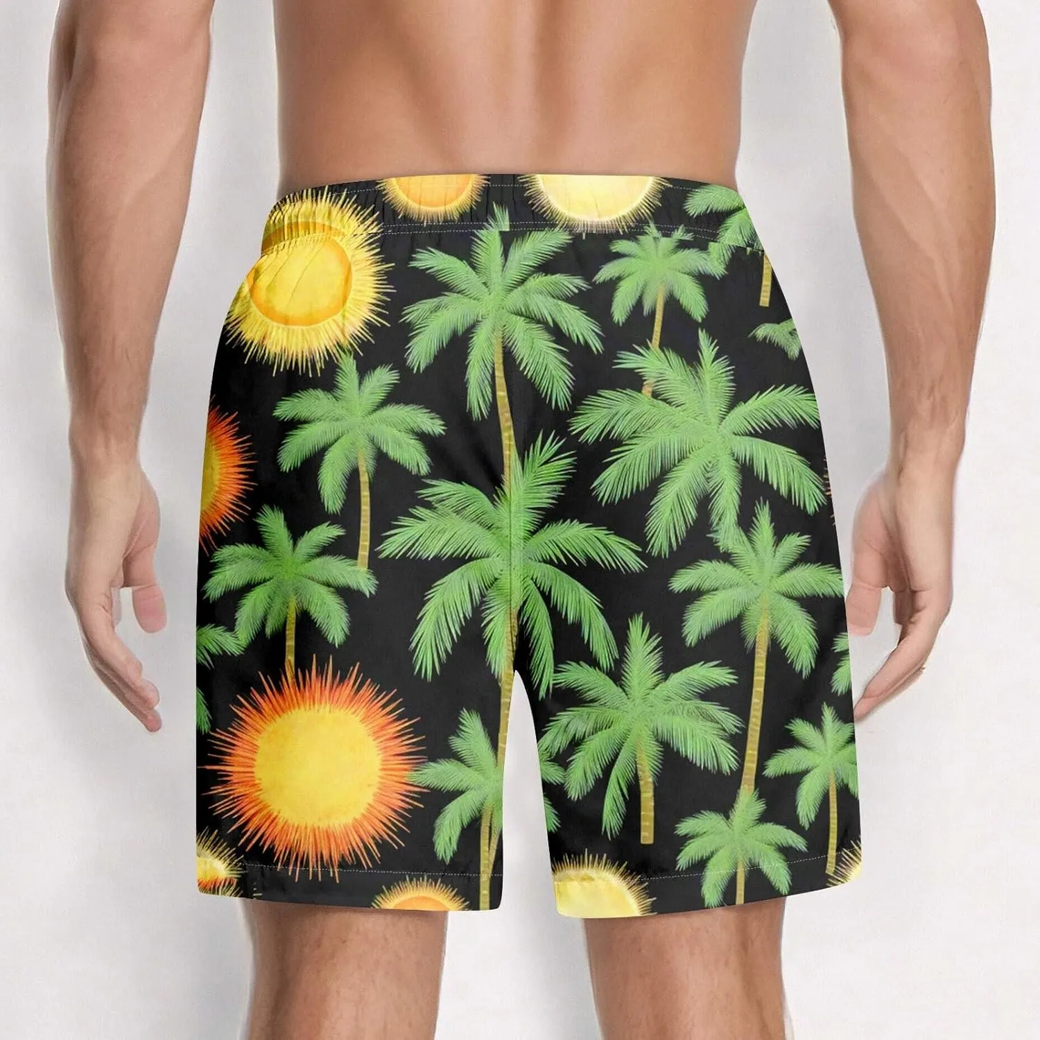ZEFOTIM Mens Swim Shorts Drawstring Funny Hawaiian Trunks Board Fun Swimwear with Pockets