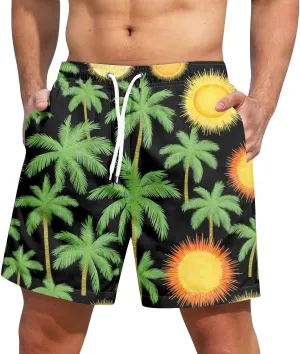 ZEFOTIM Mens Swim Shorts Drawstring Funny Hawaiian Trunks Board Fun Swimwear with Pockets