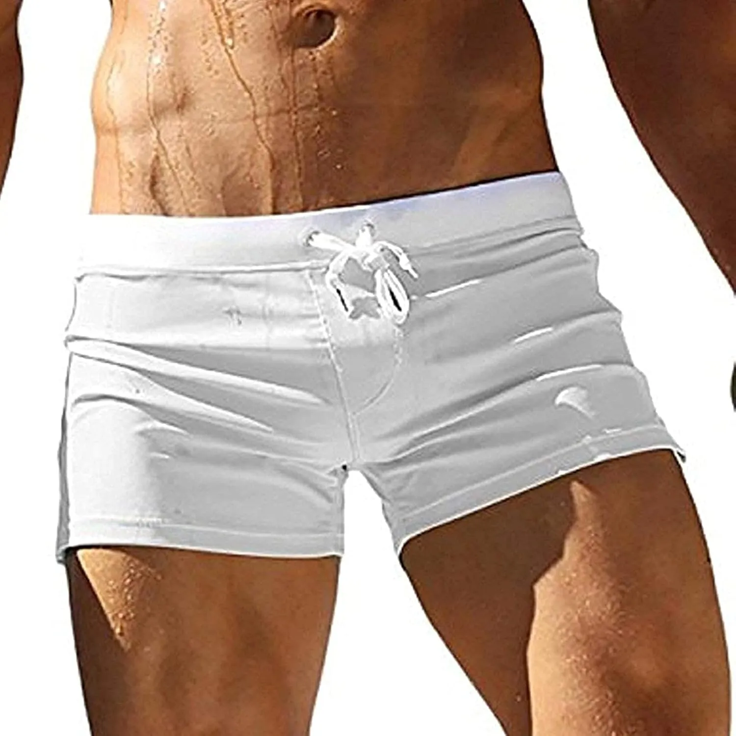 ZEFOTIM Mens Swim Shorts Drawstring Quick Dry Solid Color Trunk Beach Fun Swim Suit with Pockets