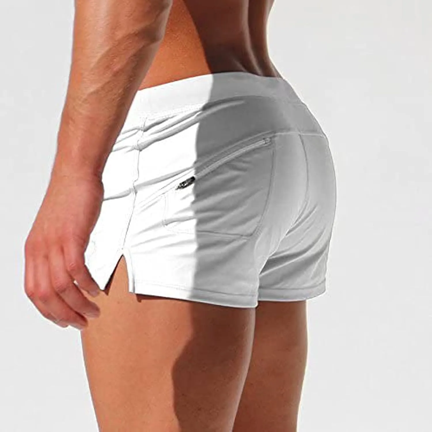 ZEFOTIM Mens Swim Shorts Drawstring Quick Dry Solid Color Trunk Beach Fun Swim Suit with Pockets