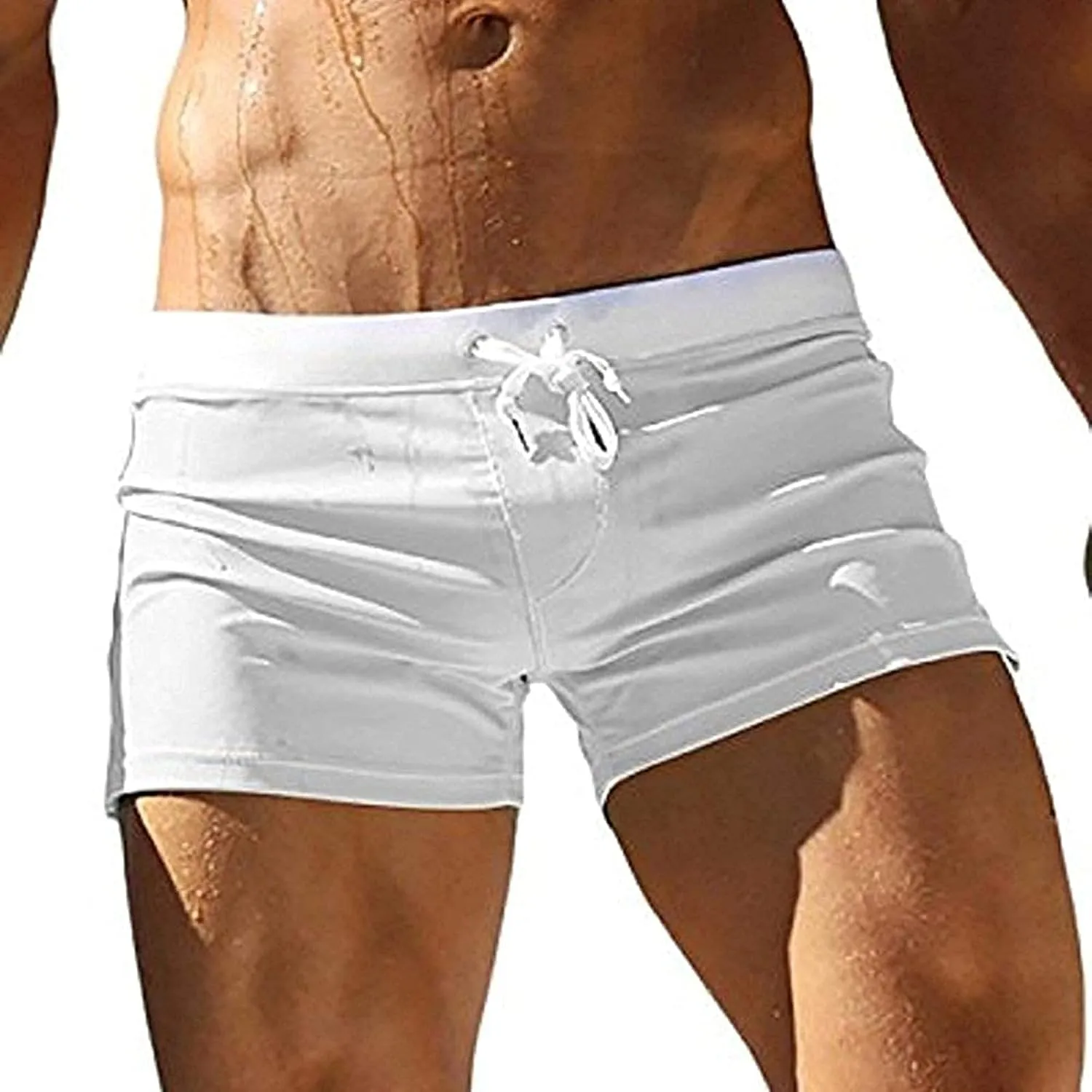 ZEFOTIM Mens Swim Shorts Drawstring Quick Dry Solid Color Trunk Beach Fun Swim Suit with Pockets