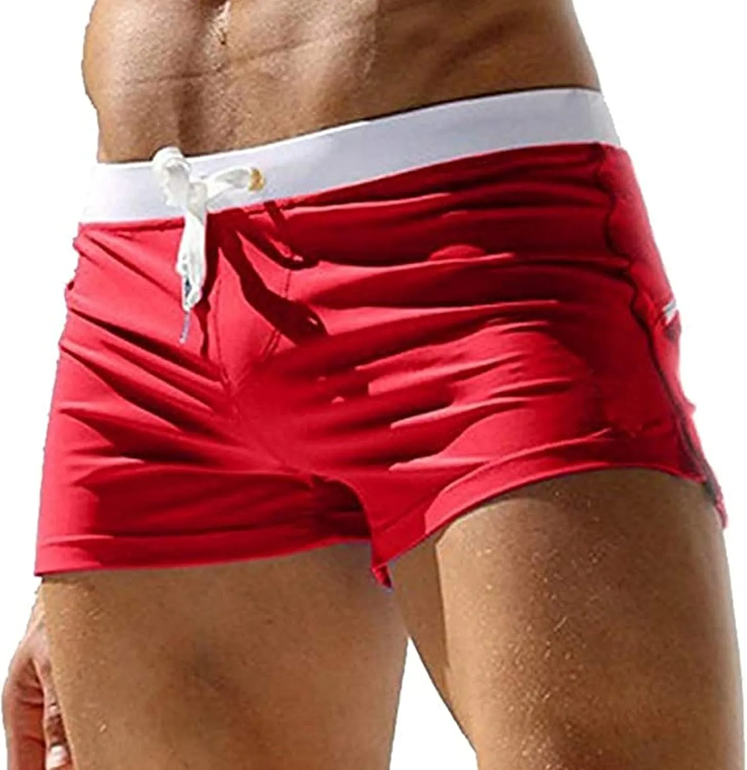 ZEFOTIM Mens Swim Shorts Drawstring Quick Dry Solid Color Trunk Beach Surf Swimwear with Pockets