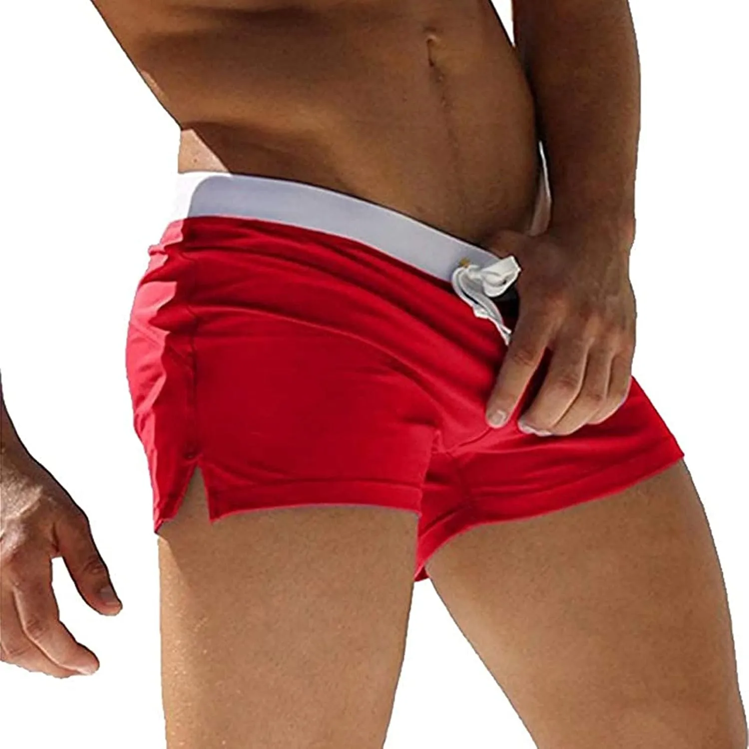 ZEFOTIM Mens Swim Shorts Drawstring Quick Dry Solid Color Trunk Beach Surf Swimwear with Pockets